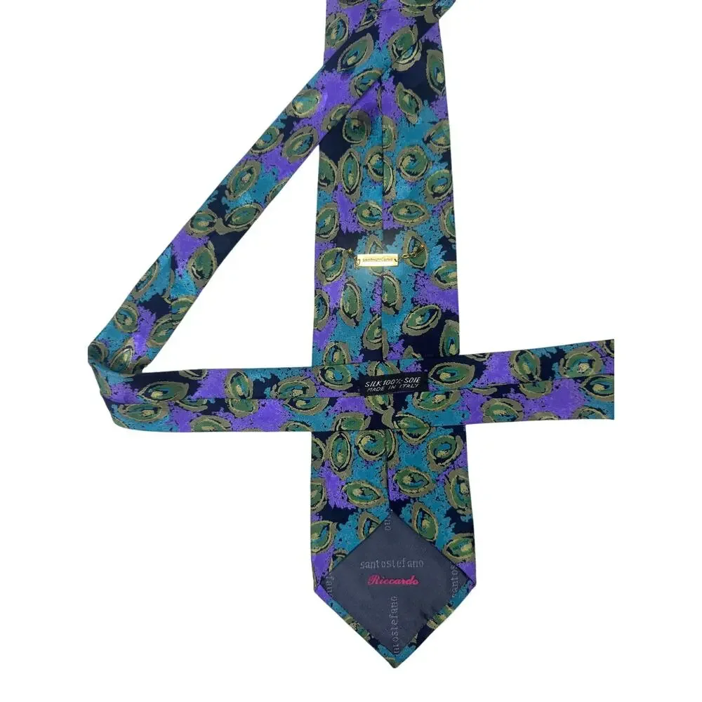 Vintage Riccardo Santostefano 100% Silk Tie Made in Italy preppycore old money‎